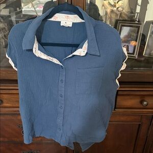True Craft Blue Button-Up Blouse